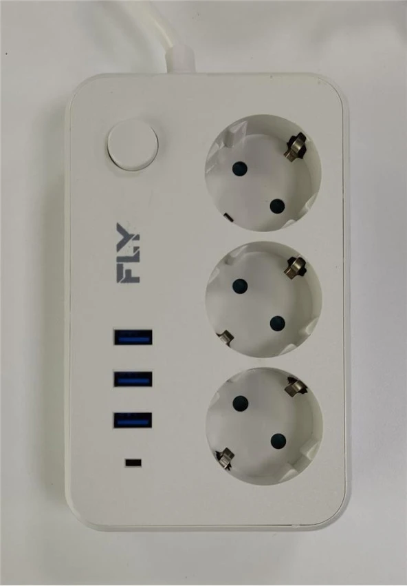 Fly 3406-01 3lü Anahtarlı 2.1A 3Usb Şarj Çıkışı 2mt Anahtarlı Akım Korumalı Priz Çocuk Koruması - 2