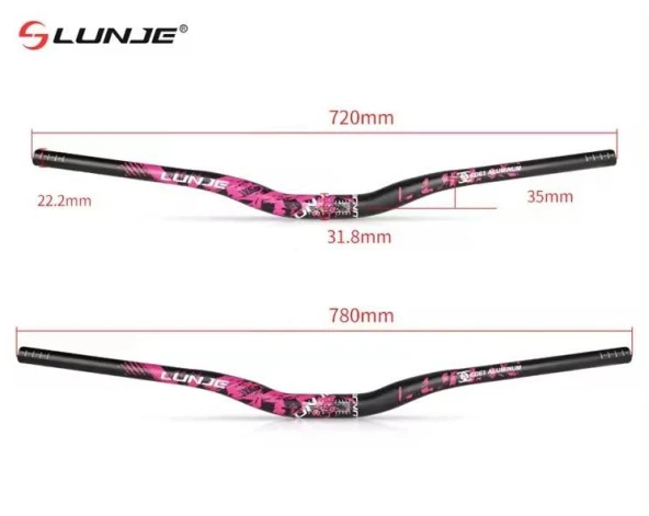 Lunje Alüminyum 31.8 780 mm Riser Mtb Gidon Bisiklet Gidonu Siyah Sarı - 11