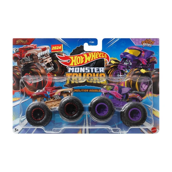 Hot Wheels Monster Trucks 1:64 Güçlü İkili Arabalar HOTWEILER - SCRATCH ATTACK FYJ64-HWN66