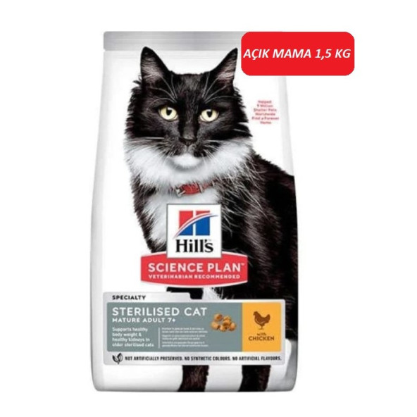 Hill's Mature Adult +7 Sterilised Tavuklu Kısırlaştırılmış Yaşlı Kedi Maması 1,5 KG