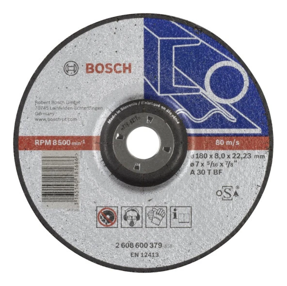 Bosch - 180*8,0 mm Expert Serisi Bombeli Metal Taşlama Diski (Taş) ürün görseli 1