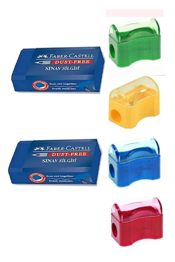 Faber Castell Siyah Kurşun Kalem 12 Adet Kırmızı Başlık Kalemi 6 Adet Sınav Silgisi 2 Adet Kalemtraş 4 Adet - 3
