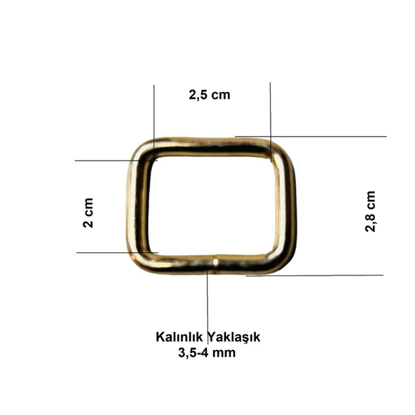2,5 cm Kare Metal Halka, Çanta Sapı İçin Kare Halka 5 Adet - 3
