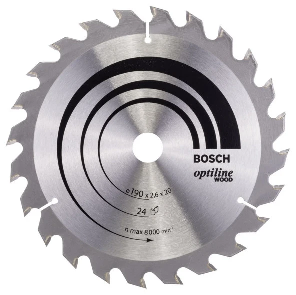 Bosch - Optiline Serisi Ahşap için Daire Testere Bıçağı 190*20/16 mm 24 Diş ürün görseli 1
