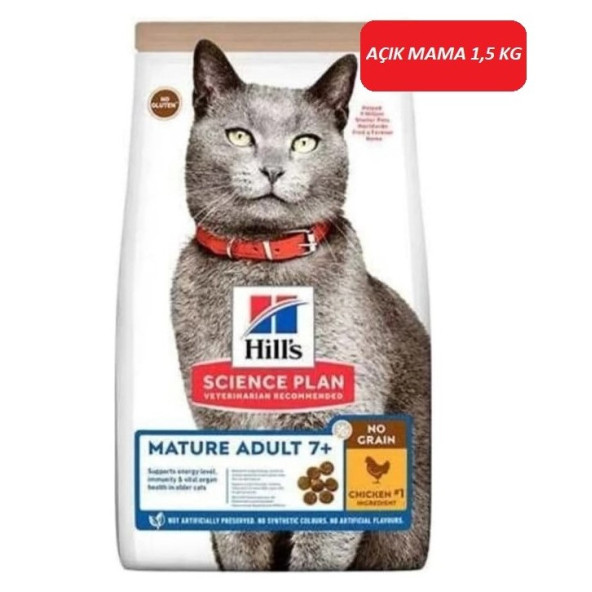 Hill's Tahılsız Mature Adult +7 Tavuklu Yaşlı Kedi Maması 1,5 KG