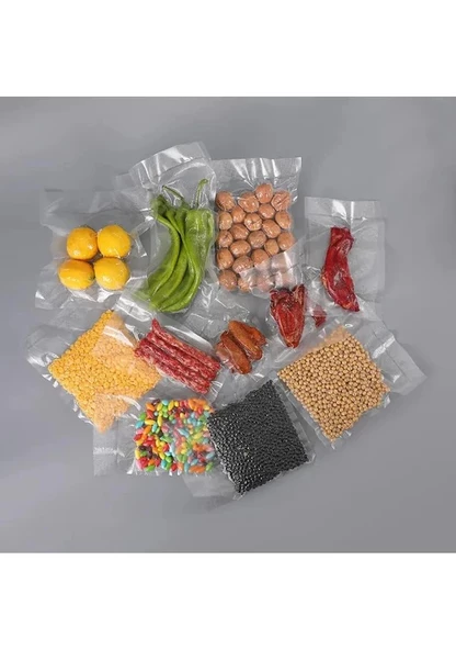 Büyük Boy 100 Adet 21,5 cm x 23,5 cm Şeffaf Vakum Poşeti Ambalajı Vakumlu Torba - 6