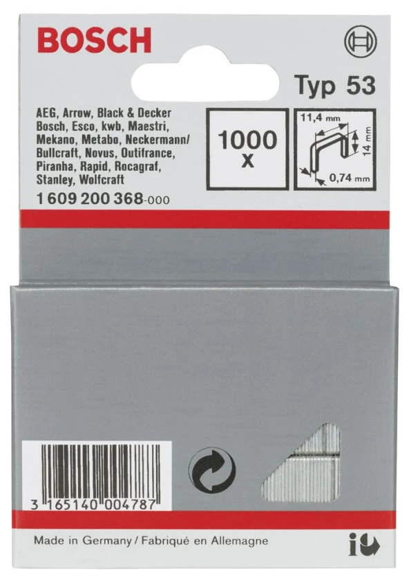 Bosch - Zımba Teli Tip 53 11,4*0,74*14 mm - 2