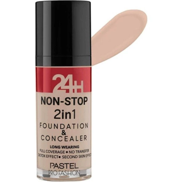 Pastel 24H Non-Stop 2in1 Foundation & Concealer 30ml No:602