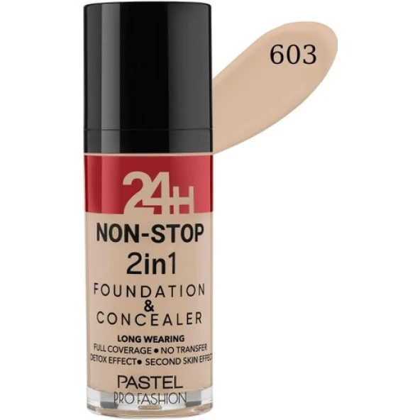 Pastel 24H Non-Stop 2in1 Foundation & Concealer 30ml No:603