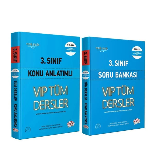 Editör Yayınları 3.Sınıf VİP Tüm Dersler Konu ve Soru Seti 2 Kitap