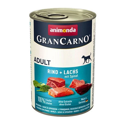 Animonda GranCarno Sığır Etli Ispanaklı ve Somonlu Yetişkin Köpek Konservesi 6 Adet 400 Gr