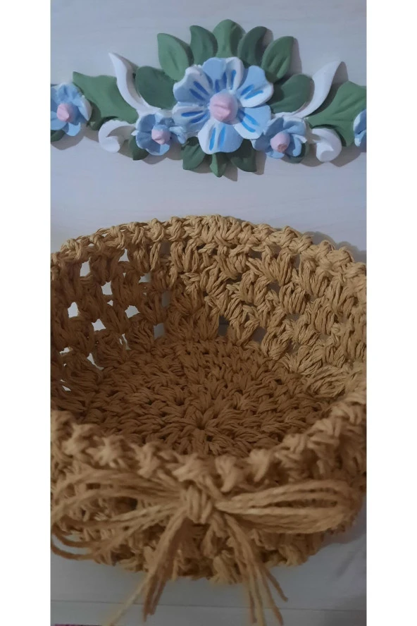 KAĞIT İPLİK DEKORATİF SEPET DÜZENLEYİCİ HASIR SEPET - 2
