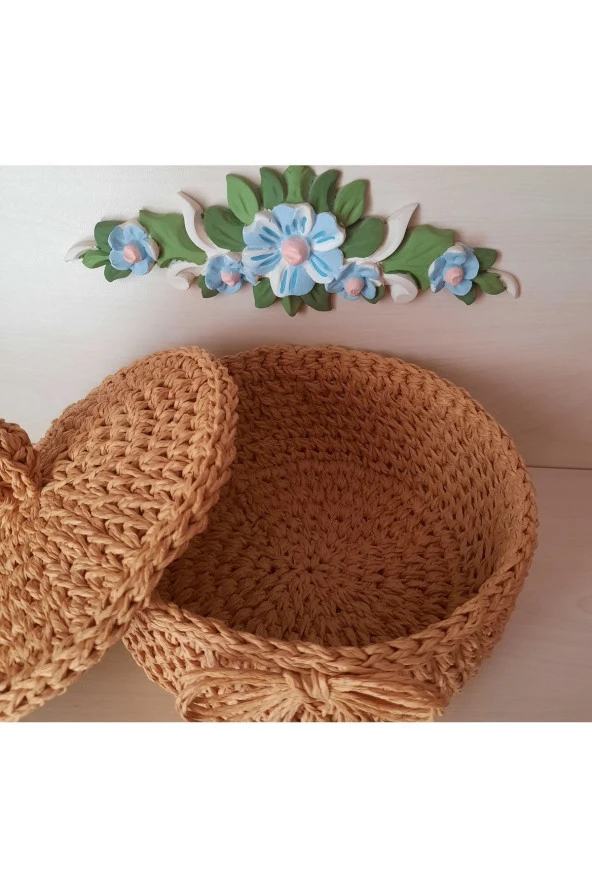 Kağıt Iplik Dekoratif Sepet Düzenleyici Hasır Sepet - 3