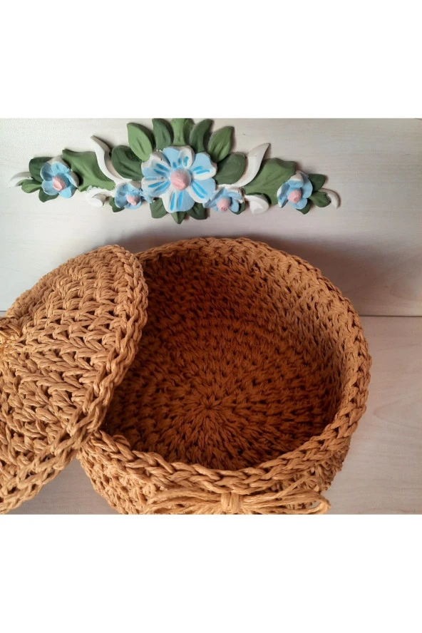 KAĞIT İPLİK HASIR DEKORATİF ÇOK AMAÇLI SEPET - 2