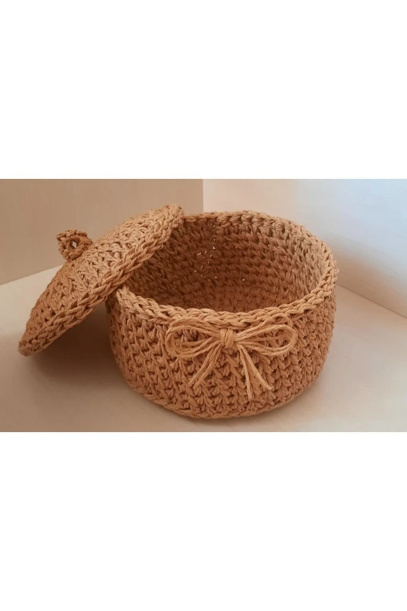 KAĞIT İPLİK HASIR DEKORATİF ÇOK AMAÇLI SEPET - 3