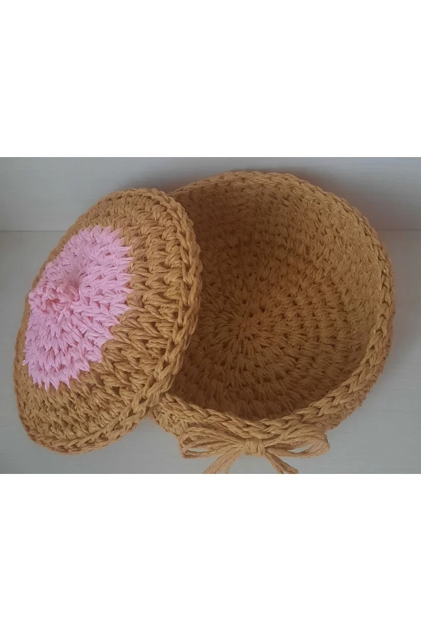 KAĞIT İPLİK DEKORATİF SEPET ÇOK AMAÇLI HASIR SEPET - 6