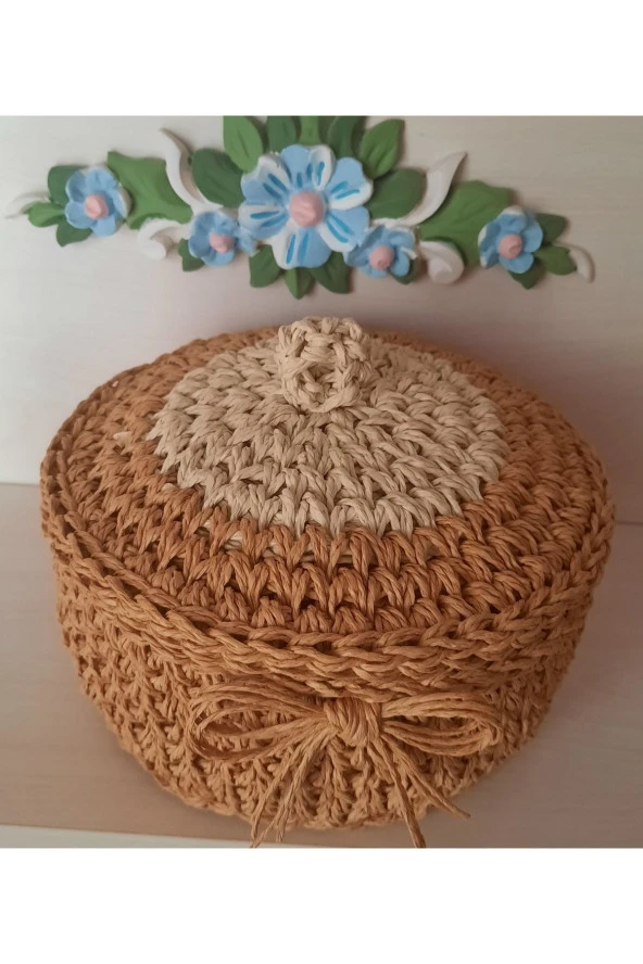 Çok Amaçlı Düzenleyici Sepet Dekoratif Hasır Sepet Kağıt Iplik El Yapımı Sepet - 2