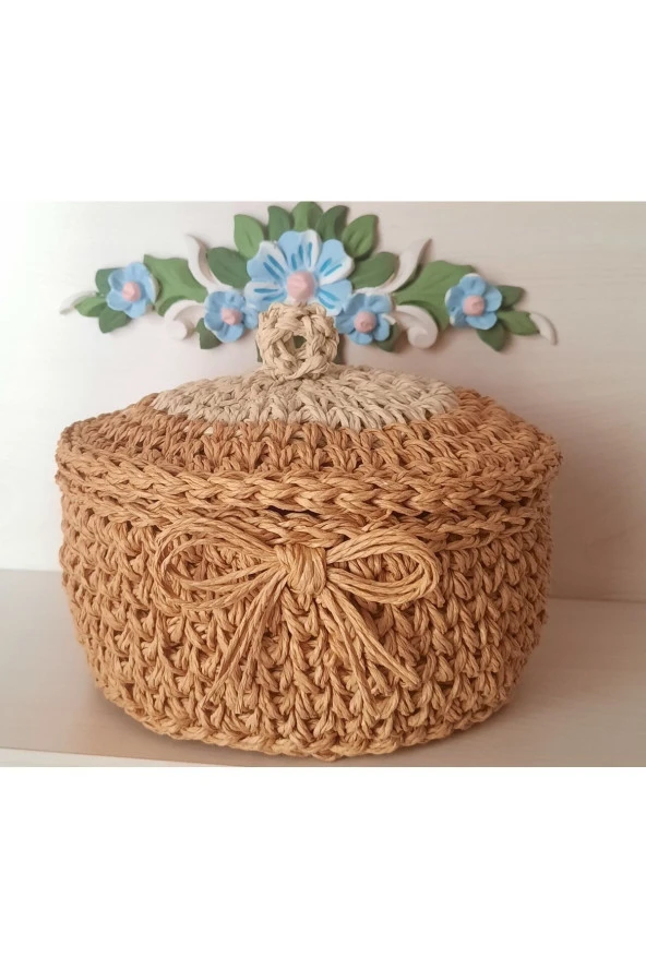 Çok Amaçlı Düzenleyici Sepet Dekoratif Hasır Sepet Kağıt Iplik El Yapımı Sepet - 3