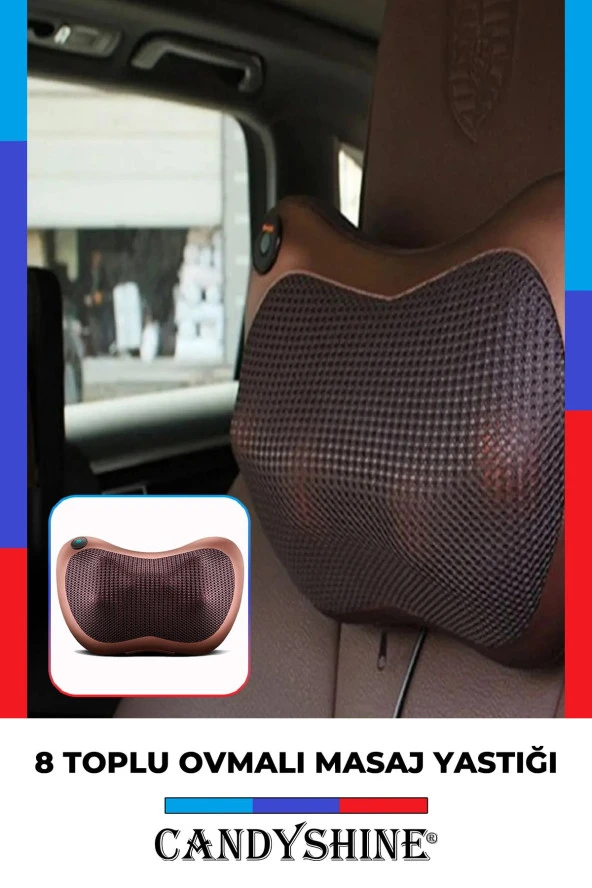 8 Toplu Çift Yöne Dönebilen Isıtmalı Ovmalı Yoğurmalı Shiatsu Masaj Aleti Yastığı Tüm Vücut İçin ürün görseli 1