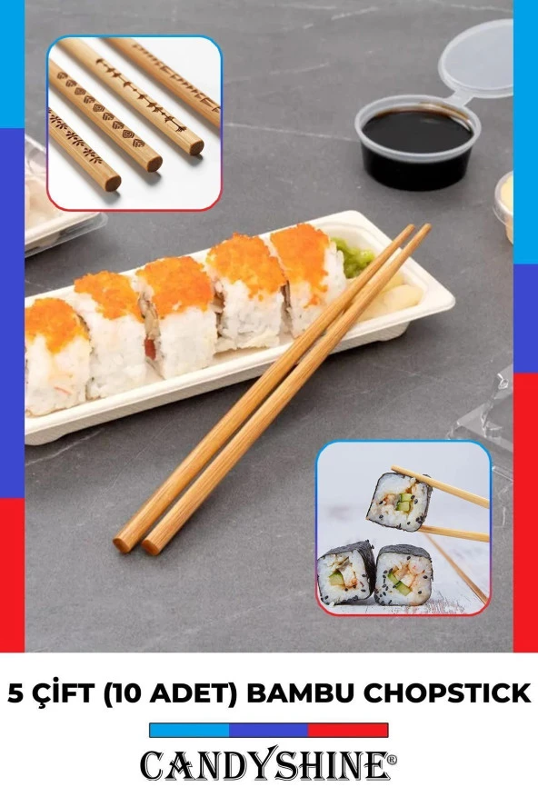 Desenli Bambu Çin Çubuğu Yıkanabilir Desenli Bambu Chopstick Çin Yemek Kaşığı