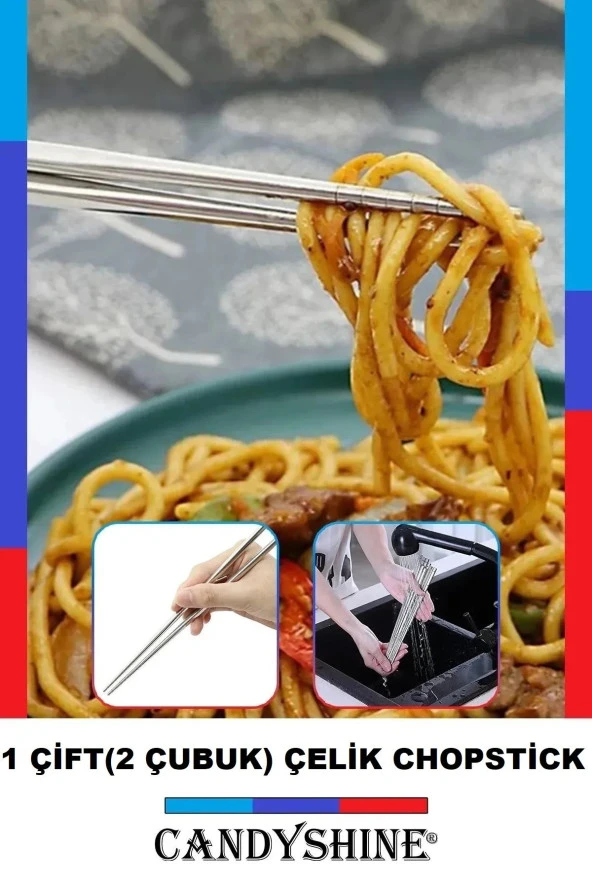 Metal Paslanmaz Çelik Chopstick Çin Çubuğu