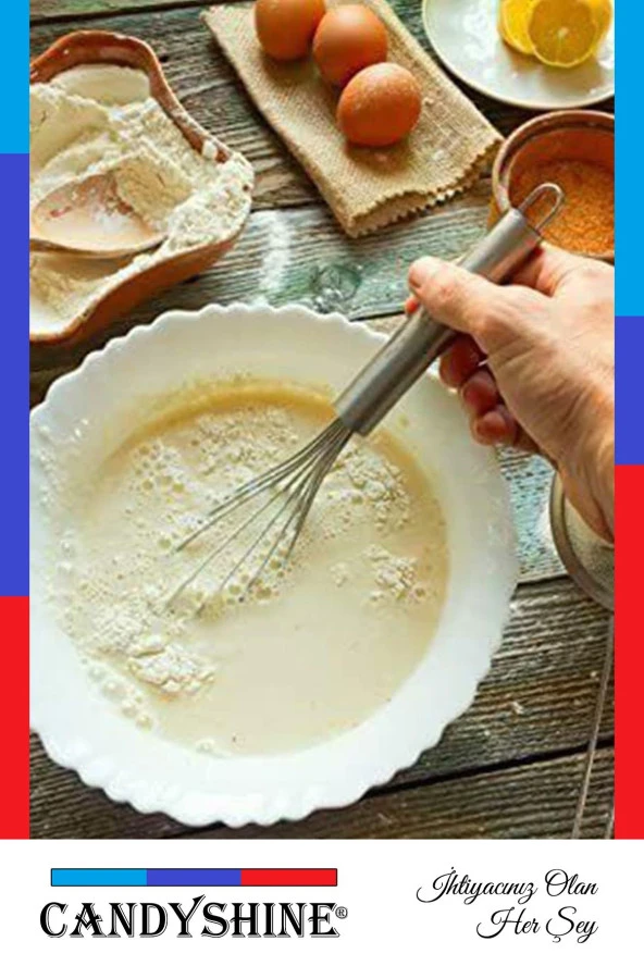 Paslanmaz Çelik Çırpıcı Krom Metal Saplı Lüx Çırpıcı Yumurta Süt Karıştırıcı Hamur Çırpıcı - 4