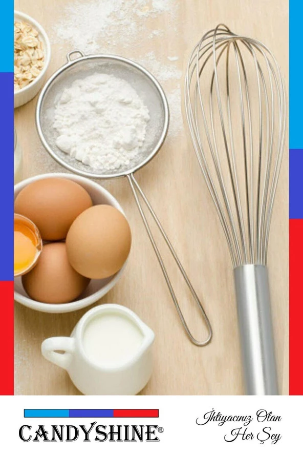 Paslanmaz Çelik Çırpıcı Krom Metal Saplı Lüx Çırpıcı Yumurta Süt Karıştırıcı Hamur Çırpıcı - 5