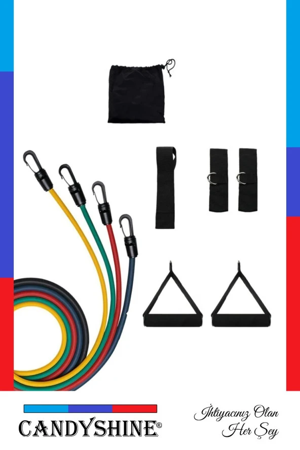 10 Parça Kondisyon Kardiyo Aerobik Fitness Egzersiz Direnç Lastiği Seti Pilates Yoga Spor Aleti