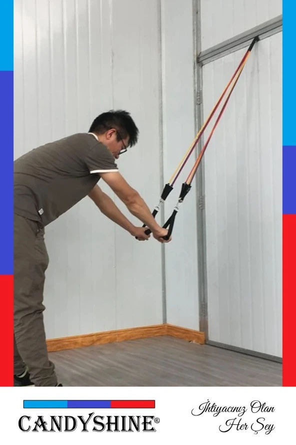 10 Parça Kondisyon Kardiyo Aerobik Fitness Egzersiz Direnç Lastiği Seti Pilates Yoga Spor Aleti - 5