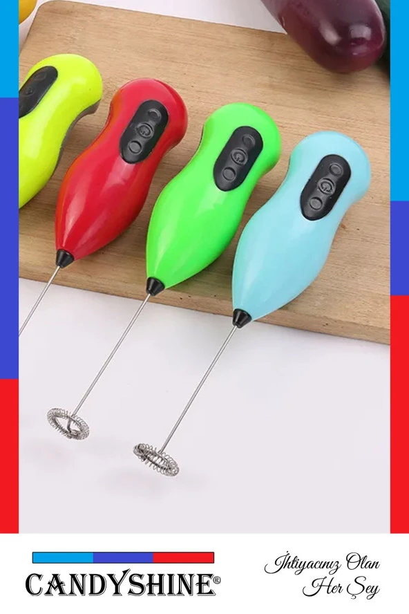 Mini Yumurta Karıştırıcı Süt Köpürtücü El Mikseri Pilli Kahve Çırpıcı Telli Blender - 3