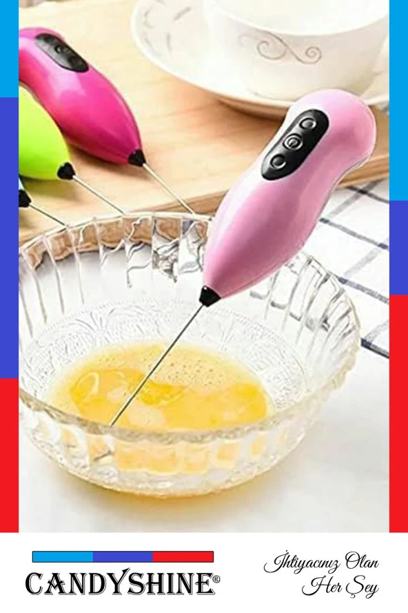 Mini Yumurta Karıştırıcı Süt Köpürtücü El Mikseri Pilli Kahve Çırpıcı Telli Blender - 4