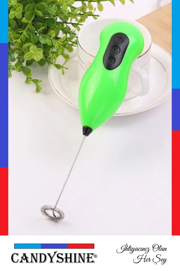 Mini Karıştırıcı Süt Köpürtücü El Mikseri Pilli Çırpıcı Blender - 4