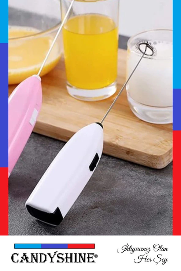 Mini Karıştırıcı Süt Köpürtücü El Mikseri Pilli Çırpıcı Blender - 5