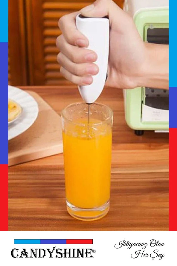 Mini Yumurta Karıştırıcı Süt Köpürtücü El Mikseri Pilli Kahve Çırpıcı Telli Blender - 7