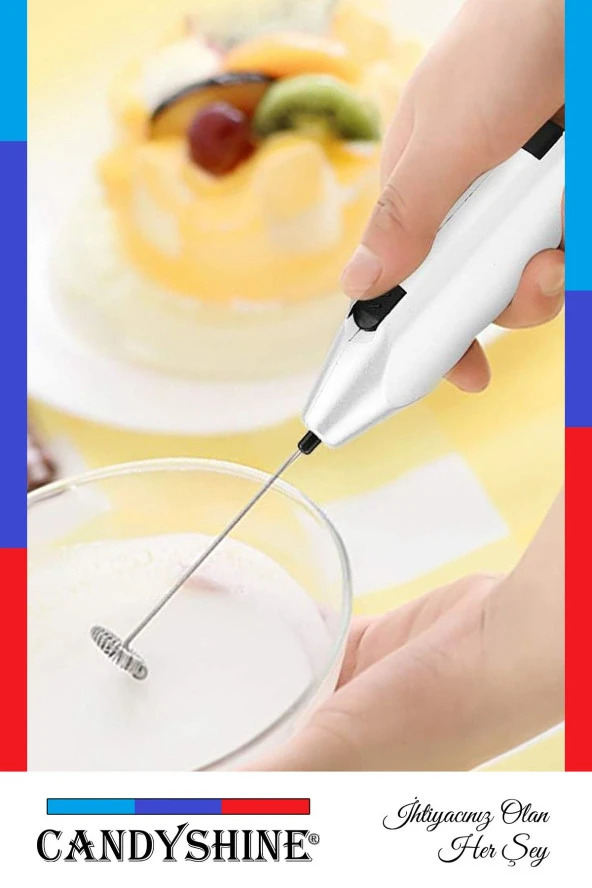 Mini Yumurta Karıştırıcı Süt Köpürtücü El Mikseri Pilli Kahve Çırpıcı Telli Blender - 8