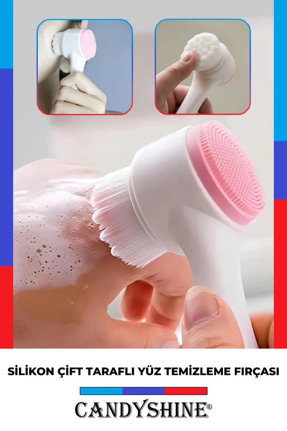 Renkli Silikon Çift Taraflı Yüz Temizleme Fırçası ürün görseli 1