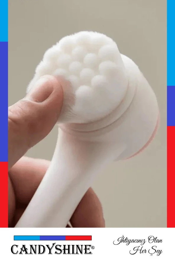 Renkli Silikon Çift Taraflı Yüz Temizleme Fırçası - Resim 7