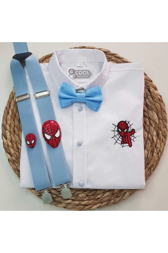 Örümcek Adam Konseptli Askı Papyon Gömlek