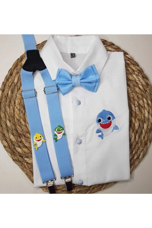 Baby Shark Konseptli Askı Papyon Gömlek ürün görseli 1
