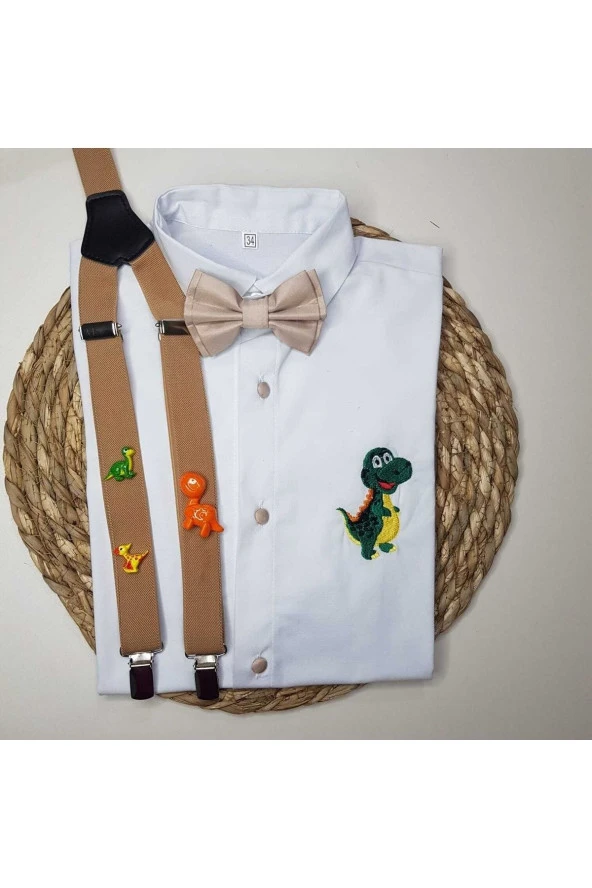 Dinozor Konseptli Askı Papyon Gömlek ürün görseli 1
