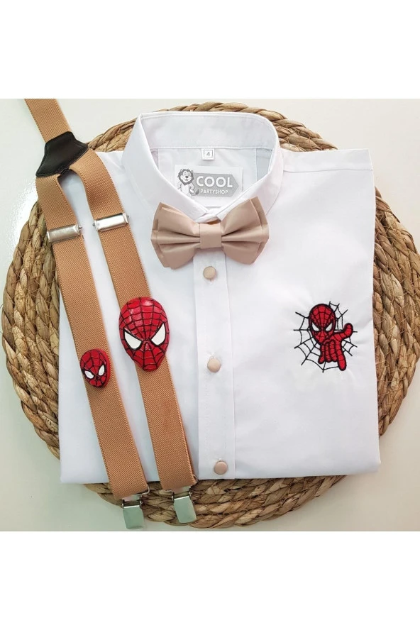 Örümcek Adam Konseptli Askı Papyon Gömlek ürün görseli 1