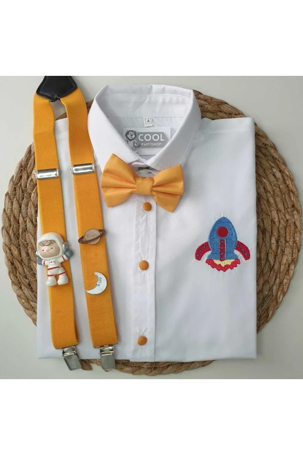 Uzay Konseptli Askı Papyon Gömlek