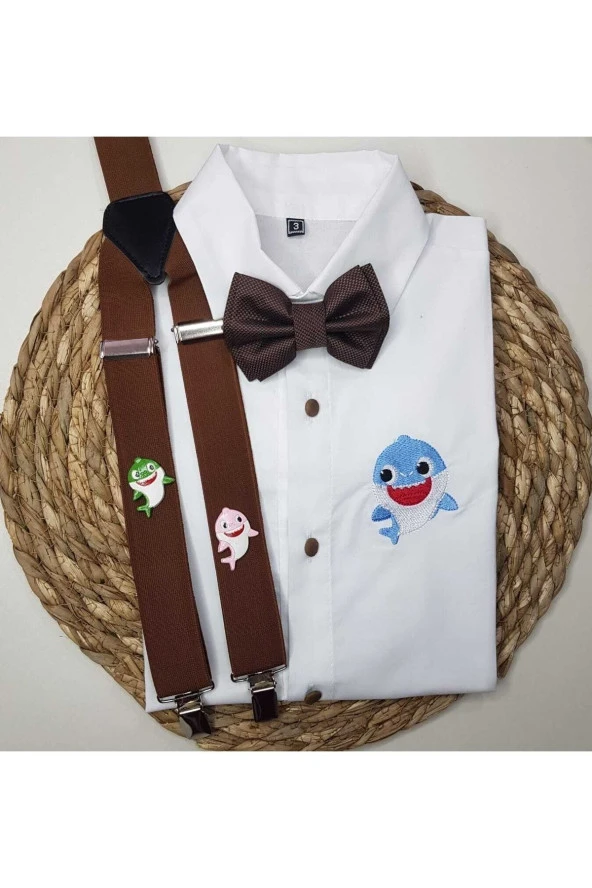 Baby Shark Konseptli Askı Papyon Gömlek ürün görseli 1