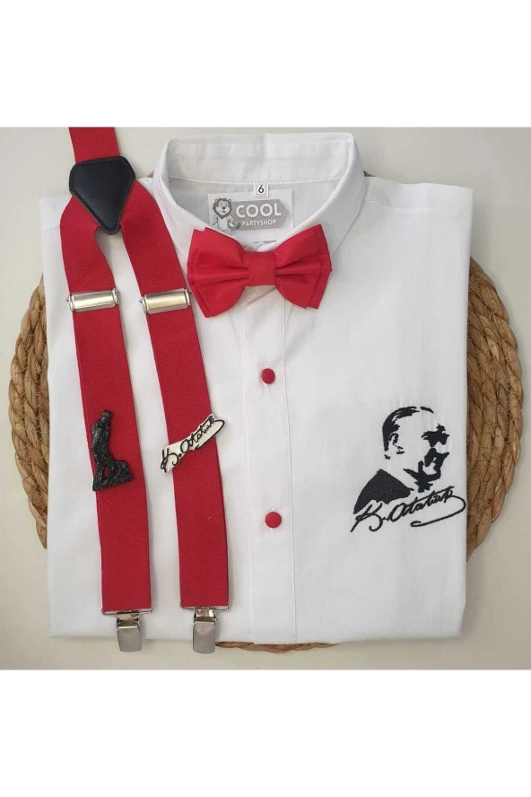 Atatürk Temalı Askı Papyon Gömlek