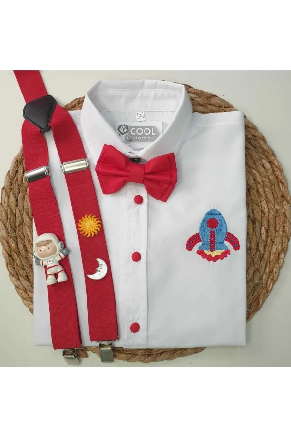 Uzay Konseptli Askı Papyon Gömlek
