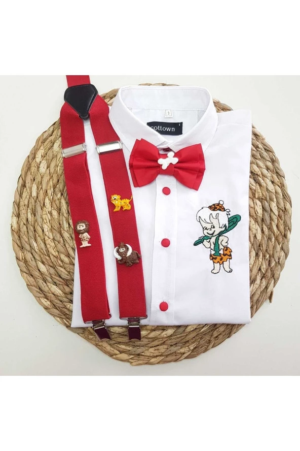 Taş Devri Konseptli Askı Papyon Gömlek ürün görseli 1