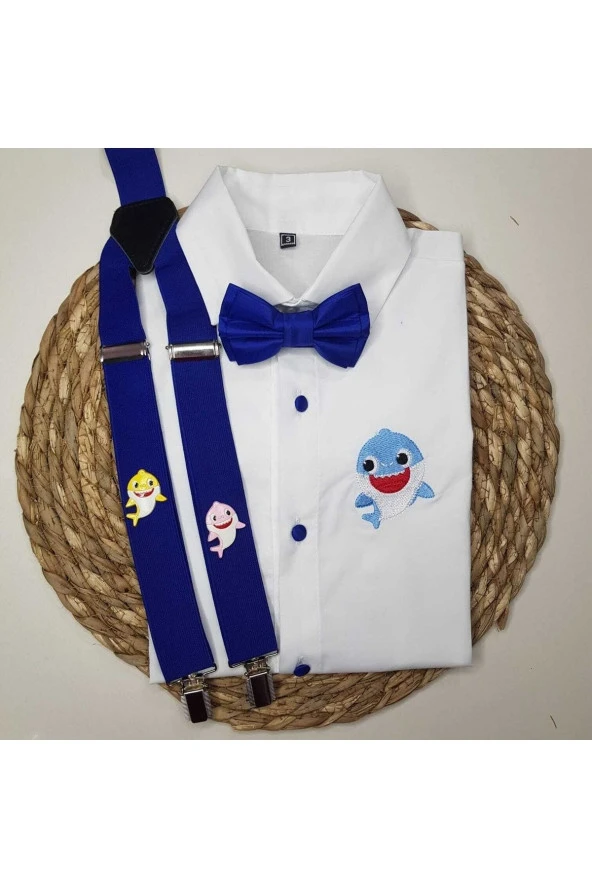 Baby Shark Konseptli Askı Papyon Gömlek - 1