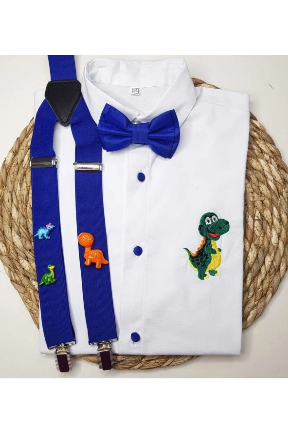 Dinozor Konseptli Askı Papyon Gömlek