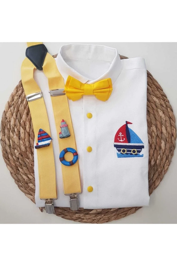 Denizci Konseptli Askı Papyon Gömlek