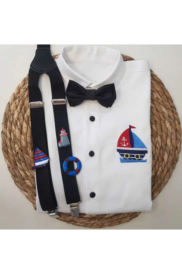 Denizci Konseptli Askı Papyon Gömlek